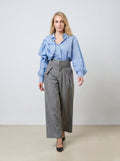 Striped Oversized Blue Shirt with Bow