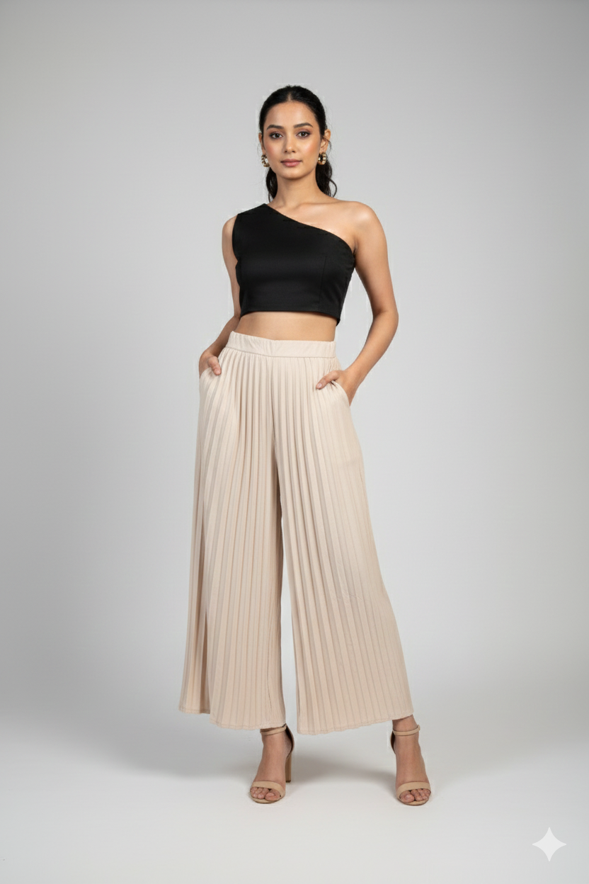 Korean Breeze Pleated Ankle-Length Trousers