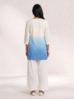 Aqua Bloom Ombre Cotton Kurta for Women