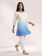 Aqua Bloom Ombre Cotton Kurta for Women