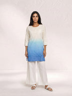 Aqua Bloom Ombre Cotton Kurta for Women