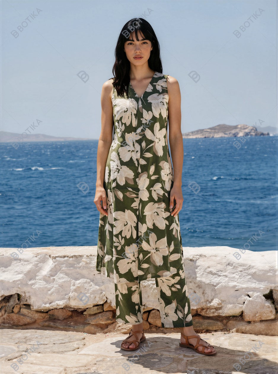 Olive Bloom Floral Cotton Co-Ord Set