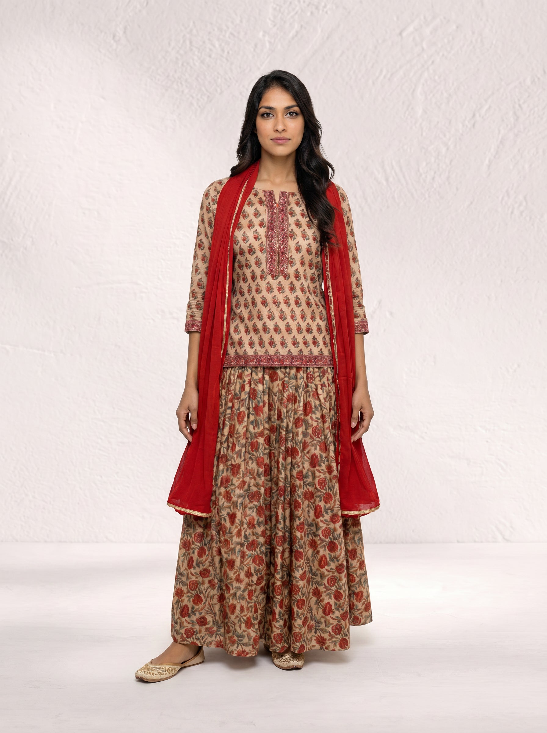 Saanjh Heritage Floral Kurta Skirt Set